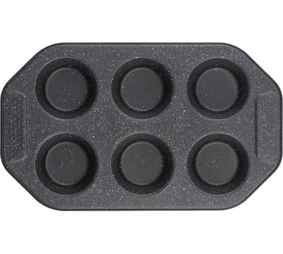 Форма для выпекания маффинов GIPFEL MARBLE BLACK 6,5x3 см для 6 шт. c антипригарным покрытием. Материал: углеродистая сталь. 50971