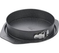 Форма для выпечки GIPFEL MARBLE BLACK круглая разъемная на подносе 26x5,5 см с антипригарным покрытием. Материал: углеродистая сталь. 50972