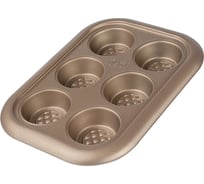 Форма для выпечки кексов GIPFEL MERIGOLD 29x21x3,5 см с 6 отделениями, с рельефным дном, с антипригарным покрытием ILAG SPECIAL. Материал: углеродистая сталь. 2516