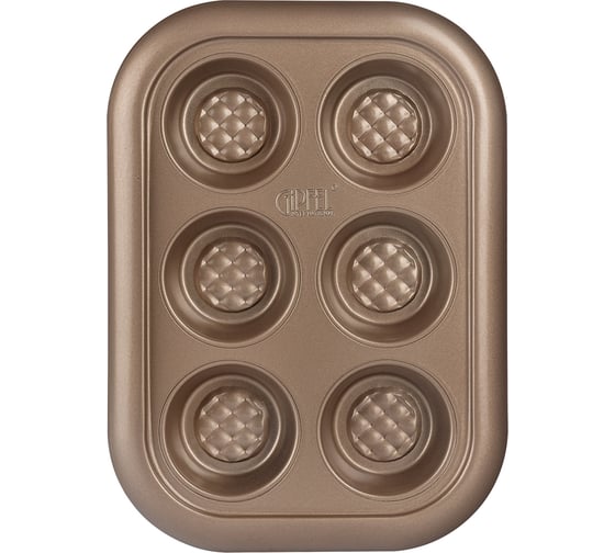 Форма для выпечки кексов GIPFEL MERIGOLD 29x21x3,5 см с 6 отделениями, с рельефным дном, с антипригарным покрытием ILAG SPECIAL. Материал: углеродистая сталь. 2516