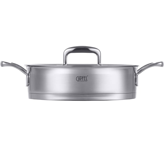 Сотейник GIPFEL PRESTIGE 24x6.5 см/2.7 л, со стеклянной крышкой, с индукционным капсульным дном, нержавеющая сталь 18/10, 0.7 мм/5 мм 1230