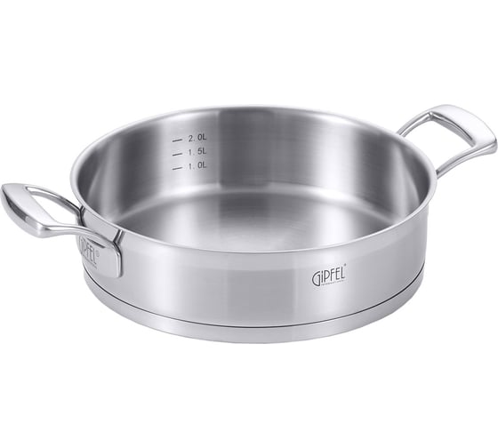Сотейник GIPFEL PRESTIGE 24x6.5 см/2.7 л, со стеклянной крышкой, с индукционным капсульным дном, нержавеющая сталь 18/10, 0.7 мм/5 мм 1230