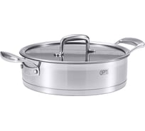 Сотейник GIPFEL PRESTIGE 26x7 см/3.7 л, со стеклянной крышкой, с индукционным капсульным дном и антипригарным покрытием Whitford Excalibur, нержавеющая сталь 18/10, 0.7 мм 52008