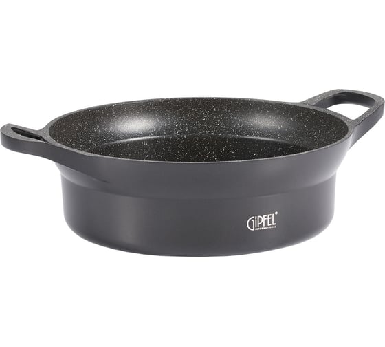 Сотейник GIPFEL AZUL BLACK 3.7 л/26x9 см, из литого алюминия, со стеклянной крышкой, индукционным дном, двуслойным антипригарным мраморным покрытием Greblon Weilburger, 2.5/5.5 мм 51921