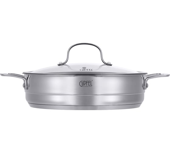 Сотейник GIPFEL GALA 28x7 см/4 л, с антипригарным покрытием Excalibur, со стеклянной крышкой, с индукционным капсульным дном, нержавеющая сталь 18/10, 0.7 мм/4 мм 1279