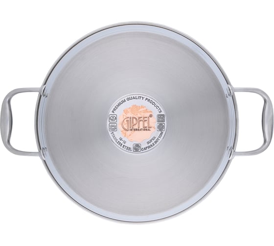 Сотейник GIPFEL CANTATA 24x6.5 см/2.5 л, с антипригарным покрытием Excalibur, нержавеющая сталь 18/10, 0.7 мм/6 мм 1268
