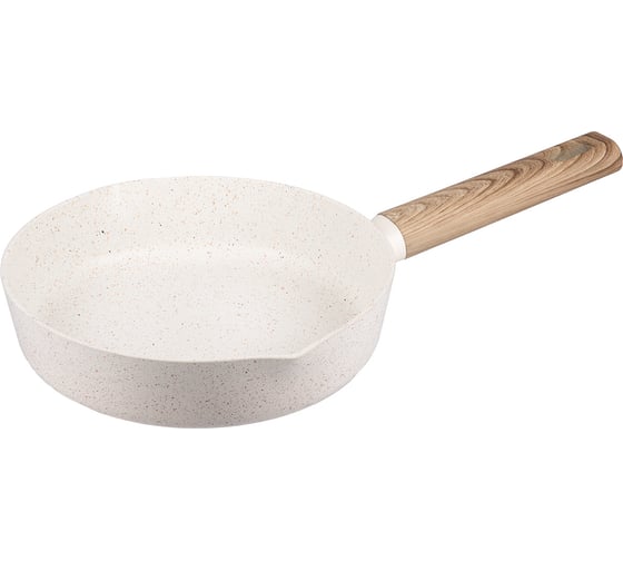 Сковорода WERNER ORGANIC BEIGE 20x4,5 см с индукционным дном, с двухслойным антипригарным покрытием Pfluon, бакелитовая ручка с покрытием Soft Touch. Цвет: бежевый. Материал: прессованный алюминий. Толщина стенок и дна: 2,8 мм. 51438