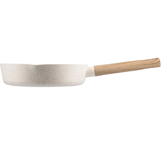 Сковорода WERNER ORGANIC BEIGE 20x4,5 см с индукционным дном, с двухслойным антипригарным покрытием Pfluon, бакелитовая ручка с покрытием Soft Touch. Цвет: бежевый. Материал: прессованный алюминий. Толщина стенок и дна: 2,8 мм. 51438