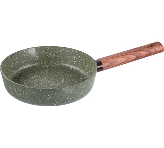 Сковорода WERNER ORGANIC FOREST STYLE 20x4,5 см с индукционным дном, с двухслойным антипригарным покрытием Pfluon, бакелитовая ручка с покрытием Soft Touch. Цвет: зеленый. Материал: прессованный алюминий. Толщина стенок и дна: 2,8 мм. 51454