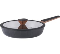 Сковорода WERNER VERTICAL 28,0x5,8 см со стеклянной крышкой из кованого алюминия с двухслойным антипригарным покрытием Pfluon, бакелитовой ручкой с покрытием Soft Touch, для всех видов плит, включая индукционные. Толщина дна: 3,3 мм 51911