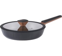 Сковорода WERNER VERTICAL 26,0x5,5 см со стеклянной крышкой из кованого алюминия с двухслойным антипригарным покрытием Pfluon, бакелитовой ручкой с покрытием Soft Touch, для всех видов плит, включая индукционные. Толщина дна: 3,3 мм 51910