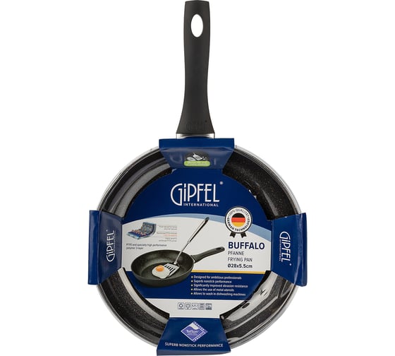 Сковорода GIPFEL BUFFALO 28x5.5 см, из кованого алюминия, с бакелитовой ручкой, с покрытием Soft-touch, с полным индукционным дном, 2.0/4.5 мм, черный 0112