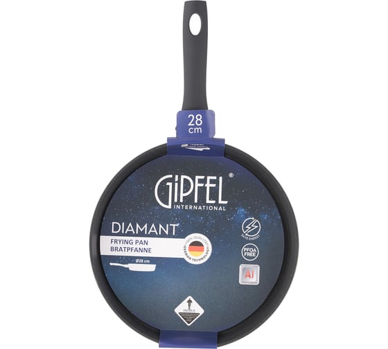 Сковорода GIPFEL DIAMANT 28x6 см, с индукционным дном, с бакелитовой ручкой, с покрытием Soft Touch, кованый алюминий, 4 мм 52024