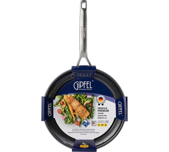 Сковорода GIPFEL PROFILE PREMIUM 28х5.5 см, из кованого алюминия, с ручкой из нержавеющей стали, с индукционным дном 51378
