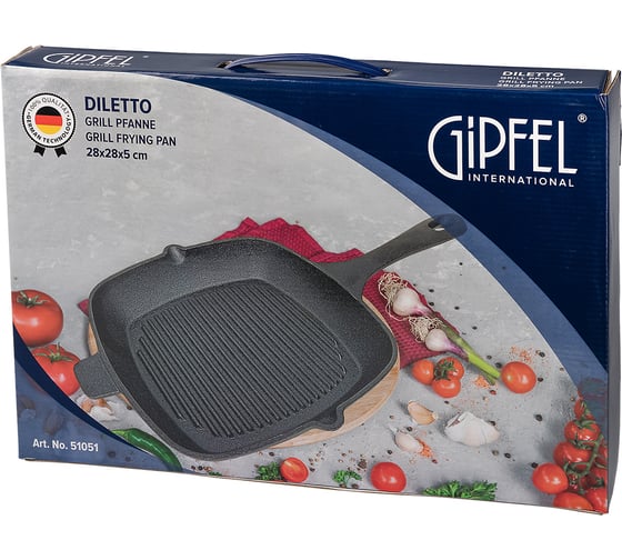 Сковорода-гриль GIPFEL DILETTO 28x28x5 см, чугун 51051