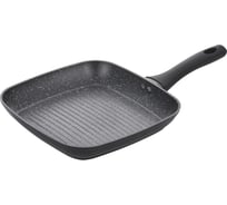 Сковорода-гриль GIPFEL AMBASSADOR 26x26x4.3 см, из кованого алюминия, с антипригарным покрытием Xylan plus, с бакелитовой ручкой, с покрытием Soft-touch, с индукционным дном, 2.0/2.5 мм, черный 50439