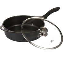 Сковорода-сотейник GIPFEL RICHMOND 28x8 см, из литого алюминия, со стеклянной крышкой, с индукционным дном, с бакелитовой ручкой с покрытием Soft-touch, 1.8/5.0 мм, черный 0145