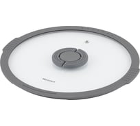 Крышка стеклянная WERNER IMOLA 28см с силиконовым ободком и складной нейлоновой ручкой. Цвет: серый. Материал: закаленное стекло, силикон, нейлон 51094