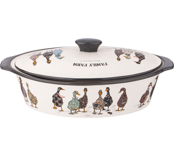 Форма для запекания Agness с крышкой Family Farm овальная 3, 2 л 37.5x22x15.5см 536-281