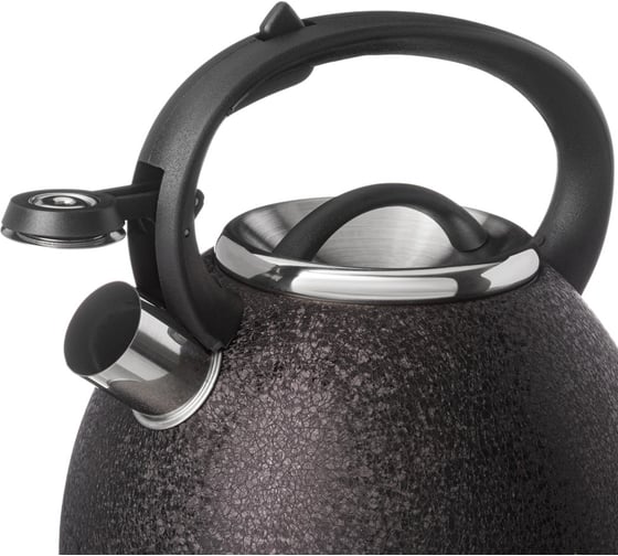 Чайник Agness со свистком 2.5 л, black, индукционное дно 907-251