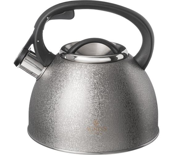 Чайник Agness со свистком 2.5 л, silver, индукционное дно 907-254