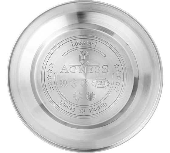 Чайник Agness со свистком 2.5 л, silver, индукционное дно 907-254