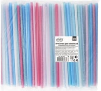 Трубочка AVIORA 8x240 мм, прямая, цветная, 250 шт в индивидуальной пп-упаковке 401-295