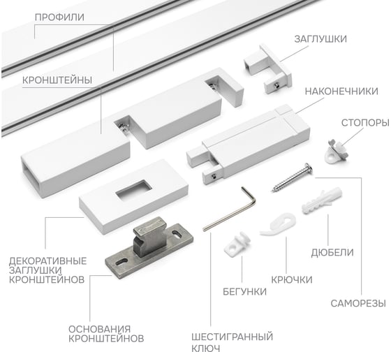 Карниз для штор двухрядный Хай Тек, Кросс, белый, 200 см арт. Эскар 4212200