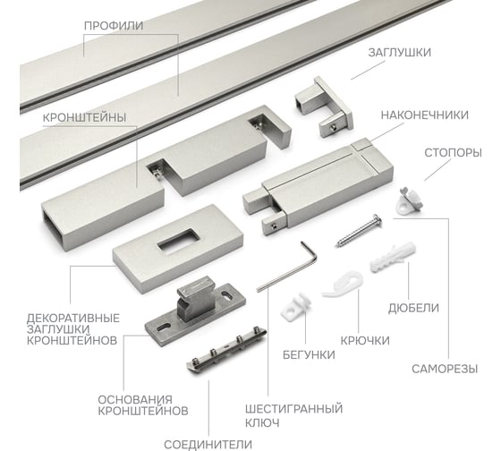 Карниз для штор двухрядный Хай Тек, Кросс, сатин, 340 см арт. Эскар 4213340