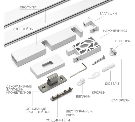 Карниз для штор двухрядный Хай Тек, Твист, белый, 300 см арт. Эскар 4215300