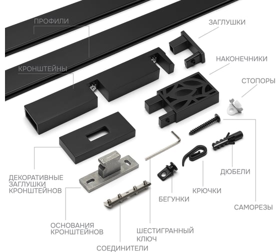 Карниз для штор двухрядный Хай Тек, Твист, черный, 340 см арт. Эскар 4217340