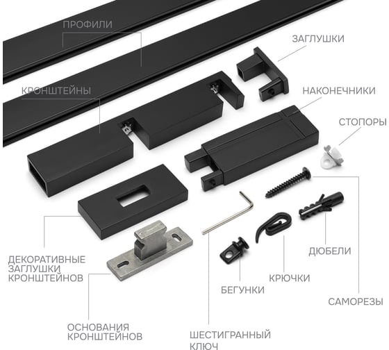 Карниз для штор двухрядный Хай Тек, Кросс, черный, 200 см арт. Эскар 4214200