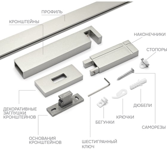 Карниз для штор однорядный Хай Тек, Кросс, сатин, 200 см арт. Эскар 4113200