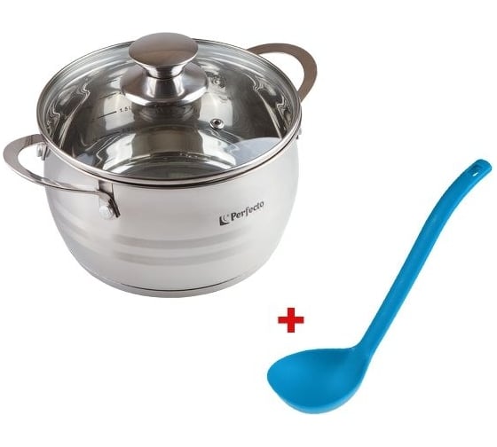 Кастрюля PERFECTO LINEA нержавеющая сталь, 2.8 л, ф 18x10.5, серия ARCELIA + Черпак, серия Cozy Nest, 50-118105-1 1