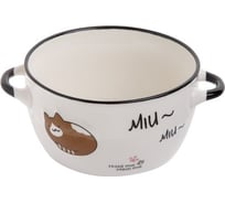 Супница керамическая PERFECTO LINEA 140 мм, круглая, серия Миу-Миу, коричневый кот 18-314002