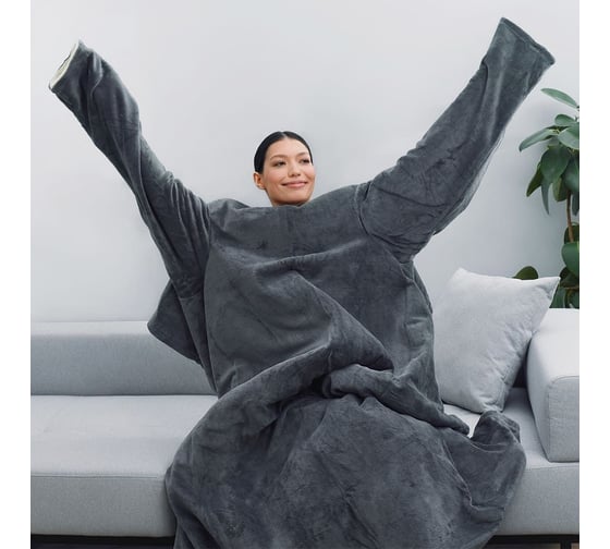 Электрический плед с рукавами EcoSapiens COMFY серый ES-102 grey