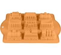 Форма для выпечки PERFECTO LINEA силиконовая, паровозики, 34x24x5 см, персиковая, 20-014924