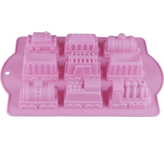 Форма для выпечки PERFECTO LINEA силиконовая, паровозики, 34x24x5 см, лиловая, 20-014921 1