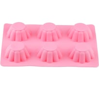 Форма для выпечки PERFECTO LINEA силиконовая, прямоугольная на 6 кексов, 25.5x18x3 см, розовая, 20-107227