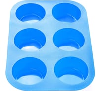 Форма для выпечки PERFECTO LINEA силиконовая, прямоугольная на 6 кексов, 26x17.5x3 см, голубая, 20-000412