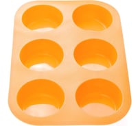 Форма для выпечки PERFECTO LINEA силиконовая, прямоугольная на 6 кексов, 26x17.5x3 см, оранжевая, 20-000414