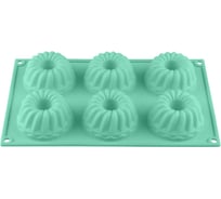 Форма для выпечки PERFECTO LINEA силиконовая, прямоугольная на 6 кексов, 28.5x17.5x4 см, бирюзовая, 20-003722