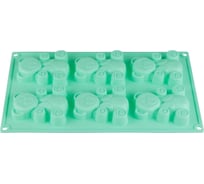 Форма для выпечки PERFECTO LINEA силиконовая, прямоугольная на 6 кексов, 30.5x18x2 см, бирюзовая, 20-104822