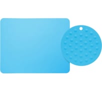 Коврик для выпечки и жарки PERFECTO LINEA прямоугольный, 38x30 см, + коврик под горячее, силиконовый, голубой 23-006812-1