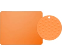 Коврик для выпечки и жарки PERFECTO LINEA прямоугольный, 38x30 см, + коврик под горячее, силиконовый, оранжевый 23-006814-1