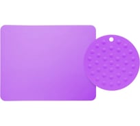 Коврик для выпечки и жарки PERFECTO LINEA прямоугольный, 38x30 см, + коврик под горячее, силиконовый, фиолетовый 23-006811-1