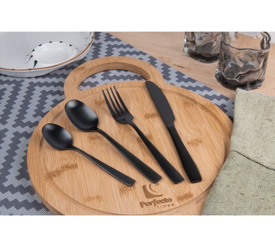 Набор столовых приборов PERFECTO LINEA 24 шт., черный матовый, серия Majestic 21-250130BLM