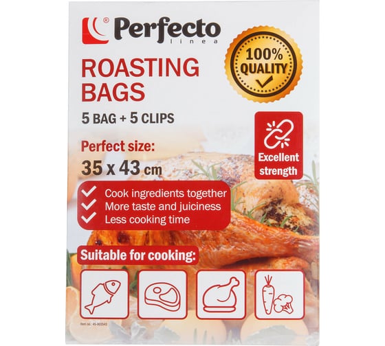 Пакеты для запекания с клипсами PERFECTO LINEA 35x43 см, 5 шт., 10 упаковок 45-003543К