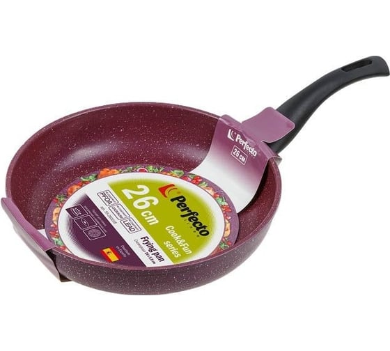 Сковорода PERFECTO LINEA диаметр 26x5.8 см, алюминий, антипригарное покрытие, серия Cook&Fun, фиолетовая 55-260016