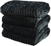 Плед велсофт Полоски, черный, полиэстер 200x220см, 260 г/м ND Home 311653